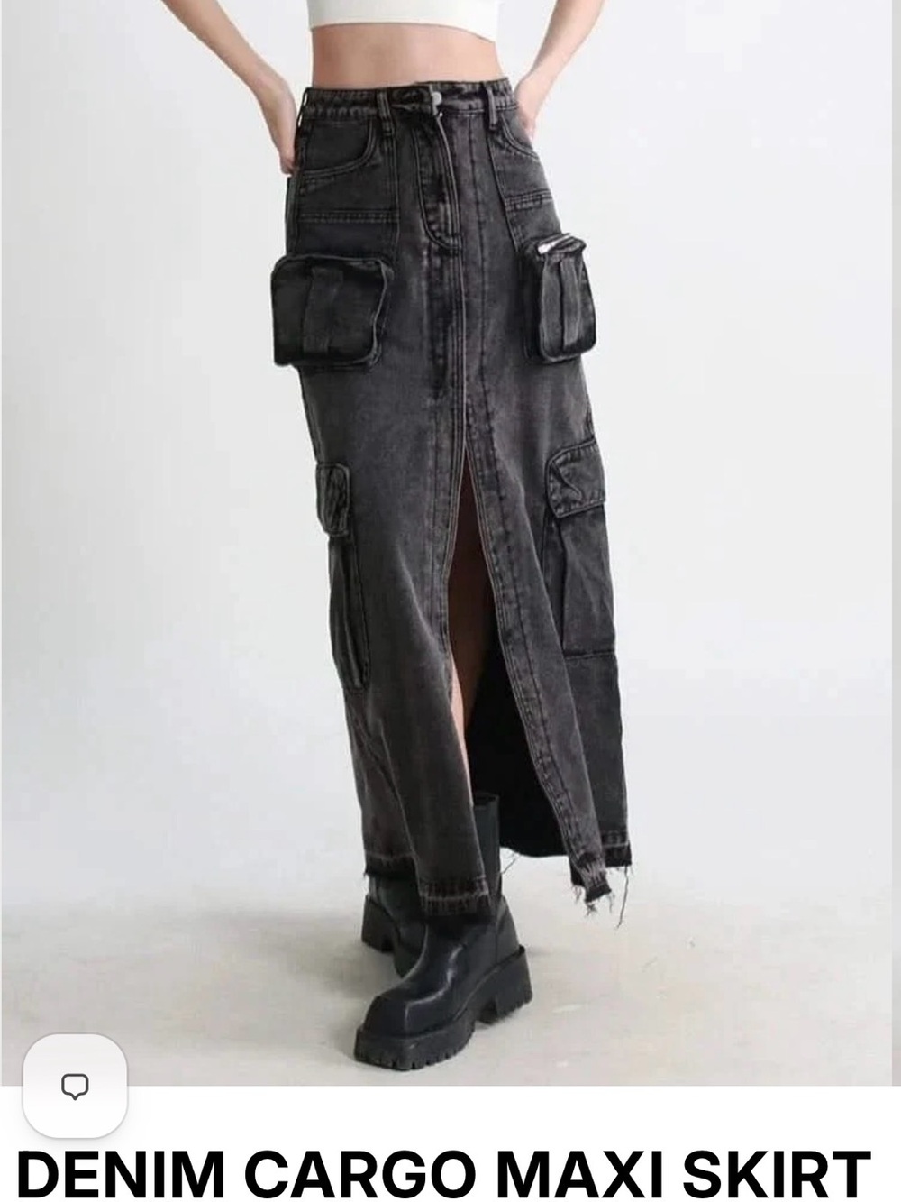 NWOT Oli & Hali Black Cargo Utility Maxi Skirt with Multiple Pockets